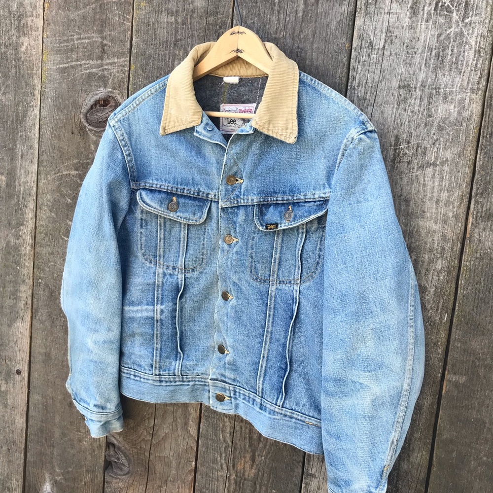 Vintage 60s-70s Lee Storm Rider Blanket Lined Denim Trucker Rancher Jacket S-M - Picture 3 of 10